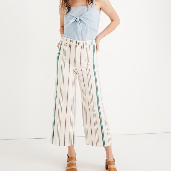 Madewell Pants - Madewell Wide Leg High Waist Stripe Crop Pants 25P